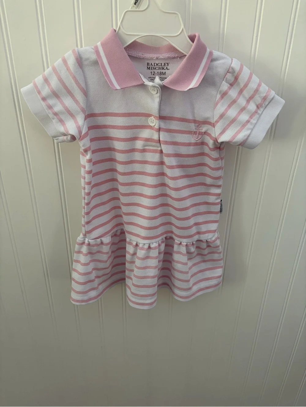 Badgley Mischka Pink & White Striped Polo Dress